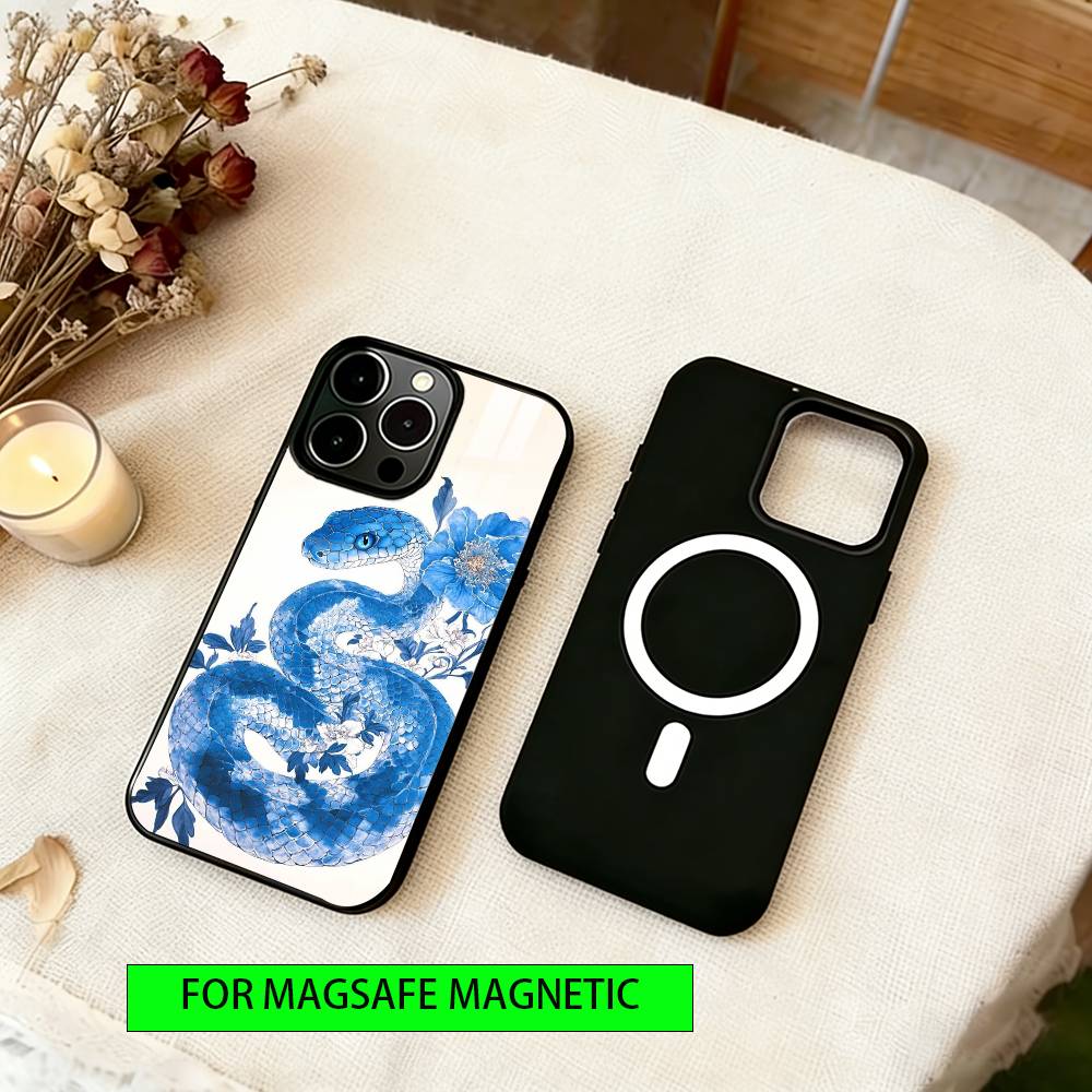 Schlangen Handyhülle Für iPhone17,16,15,14,13,12,11 Plus,Pro Magnetisch Für Magsafe Kabelloses Laden