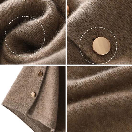 Winter Shawl Solid Color Buttons Closure Autumn Winter Shawl Tops Solid Color Soft Cozy Thickened Women Shawl