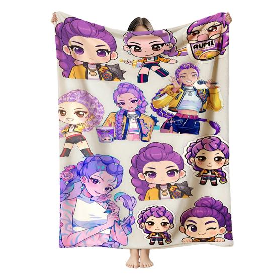 Hunter Girls Blanket Cozy Flannel Machine Washable Anime Throw Blanket Print Blanket for Kids Sofa Couch 100cm