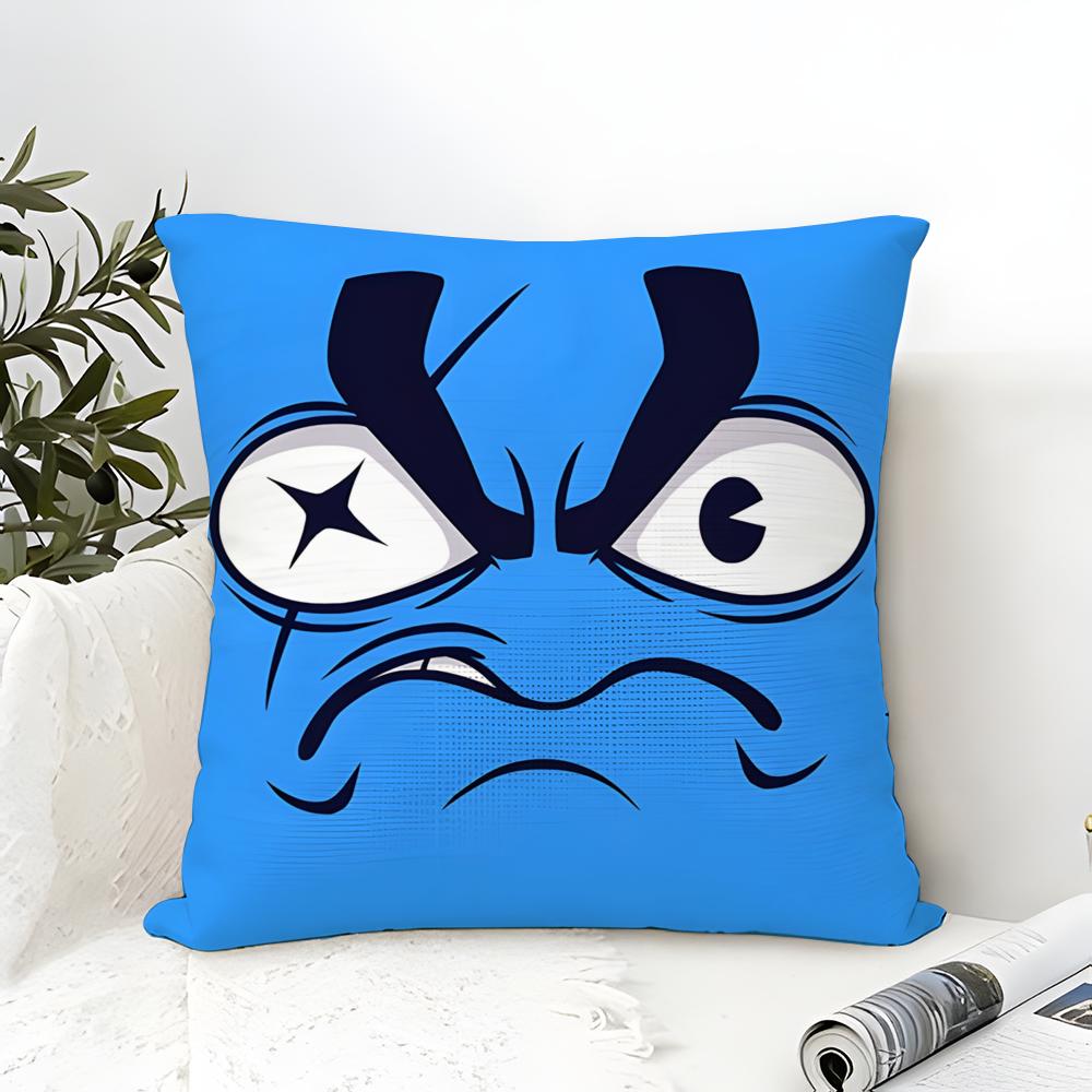 Pillow Case Cotton Linen Fabric Square Zipper Pillowcase Home Decorative Living Room Cartoon Expressions Of Angry Eyes 3