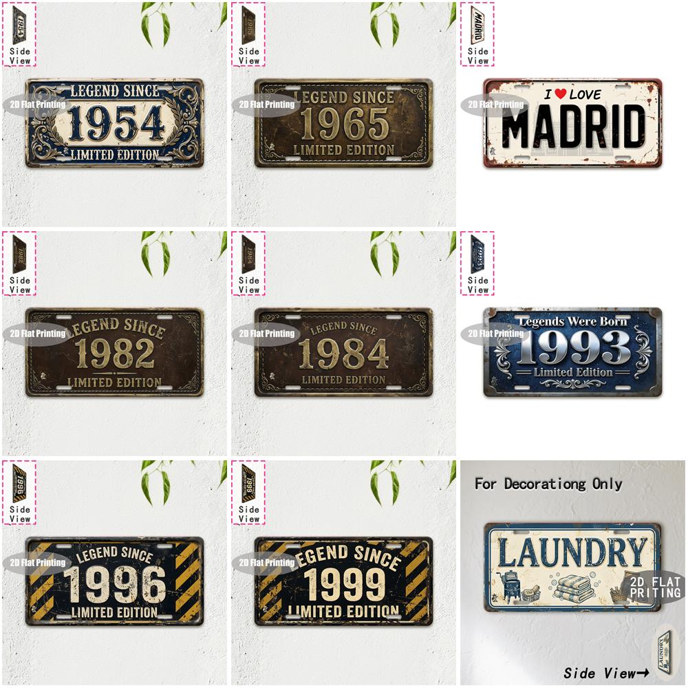 Tin Sign - Vintage Durable Metal Plaque Wall Decor, Home Office Bar Man Cave Laundry European City Birth Year License Plate Wa