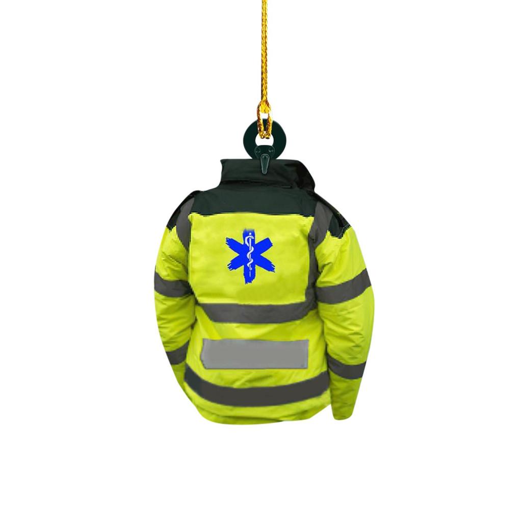 Style Vintage Acrylic Firefighter Car Hanging Ornament For Christmas Tree Decoration