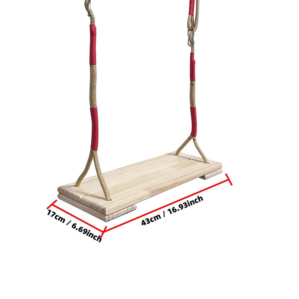 Wooden Swing Seat Swing Seat With Height-Adjustable Rope For Adults Comfortable Sports Supplies For Patio Garden Yard Deck Park