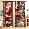 JIT 2pcs Festive Santa&Snowman Printed Curtain   Room Darkening   Polyester   Christmas Window Decor   Home Decor   Rod Pocket Curtai