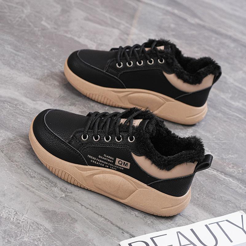 Women's hairy mouth anti-cold warm padded snow boots thick sole heightened non-slip wear outdoor leisure training sports shoes cotton boots