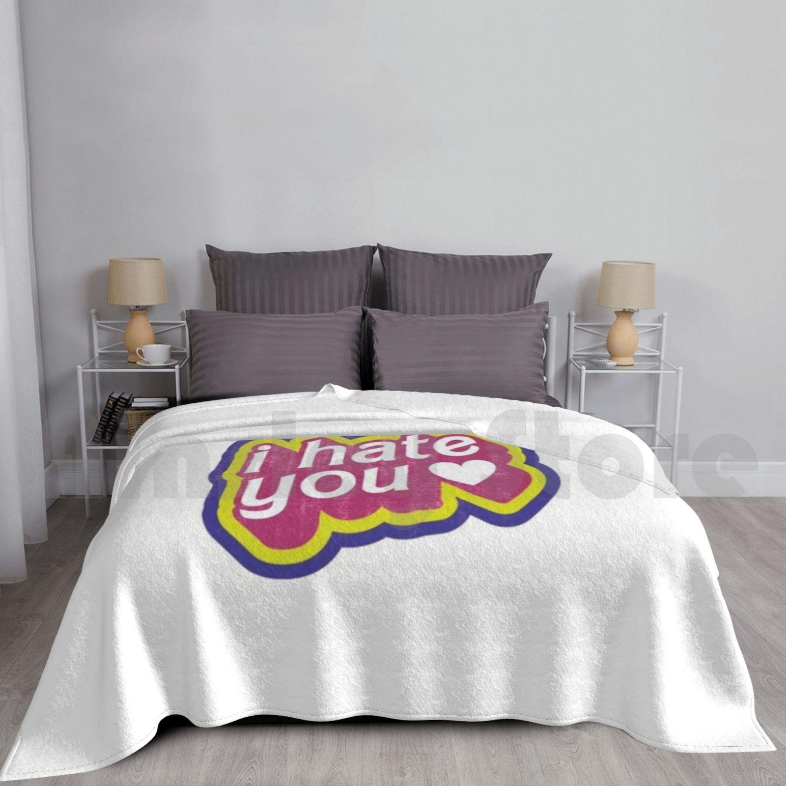 I Hate You 3 Blanket Super Soft Warm Light Thin Ily Ihy Hate Love I Love You I Hate You Size: 75*100cm, Weight: 230 GSM