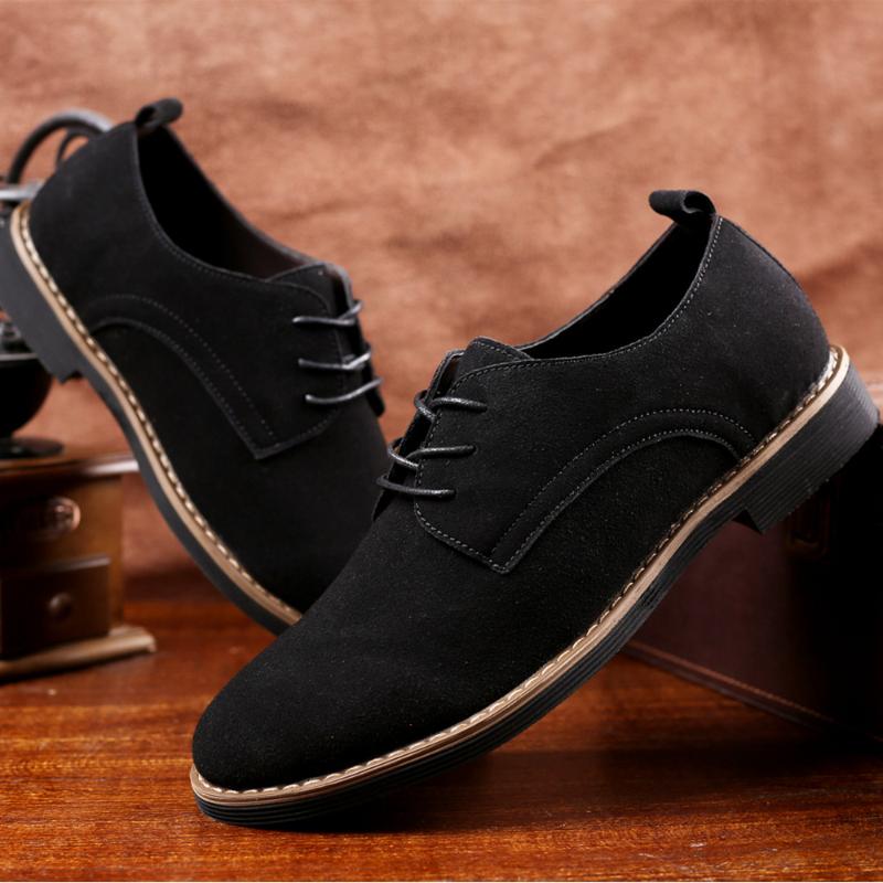 Fashion Men Oxford Shoes Suede Leather Men Shoes Oxford Casual Classic Business Comfortable Footwear Dress Large Size 39-48 Flats