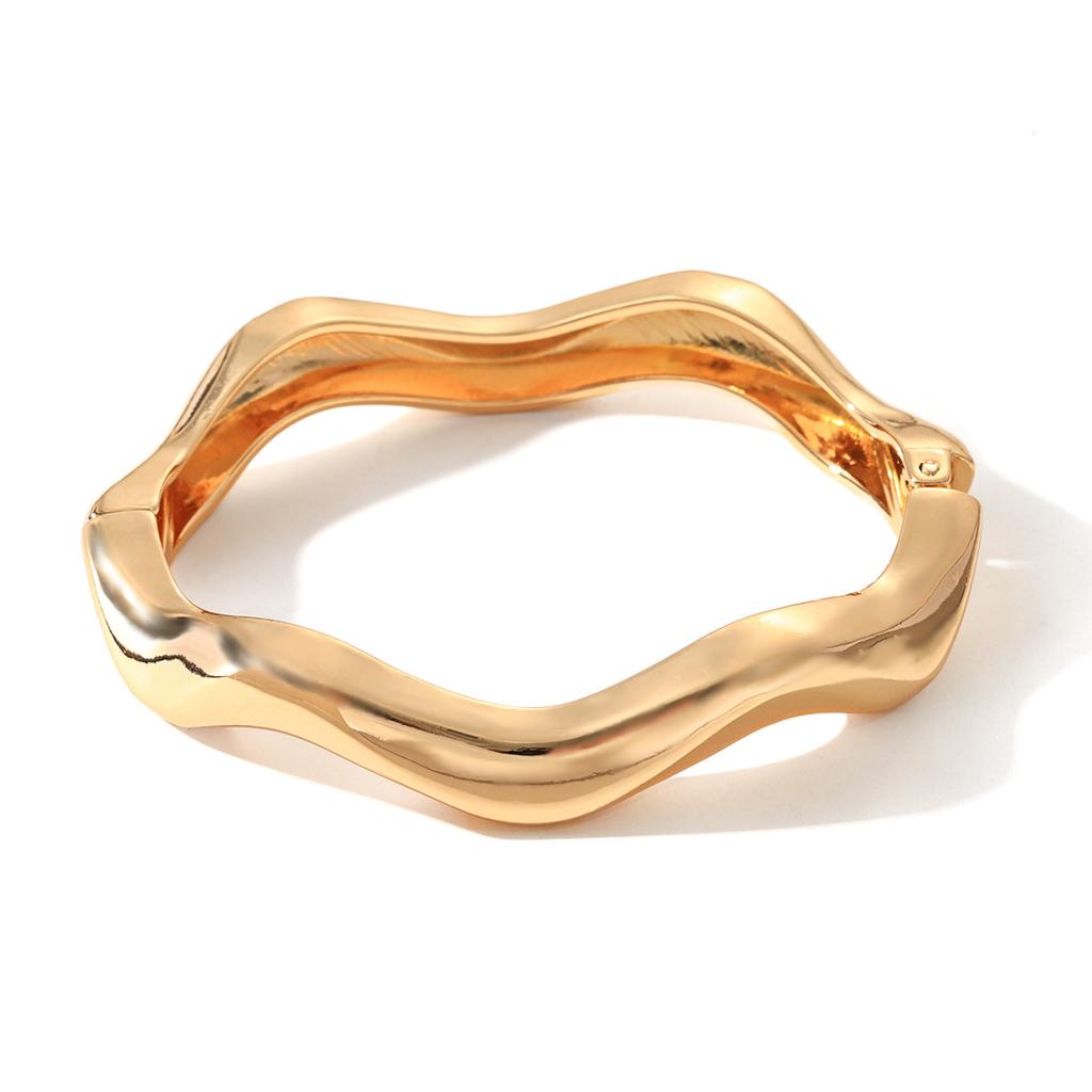 Gold Wave Irregular Bracelet Women's Zinc Alloy Personality Fashion Opening Bracelet Europe and America