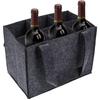 Felt Wine Bottle Carrier Bag, 6 Bottle Portable Liquor Tote with Soft Sturdy Handles, Organizer for Wedding Travel Picnic Party Holiday Gray