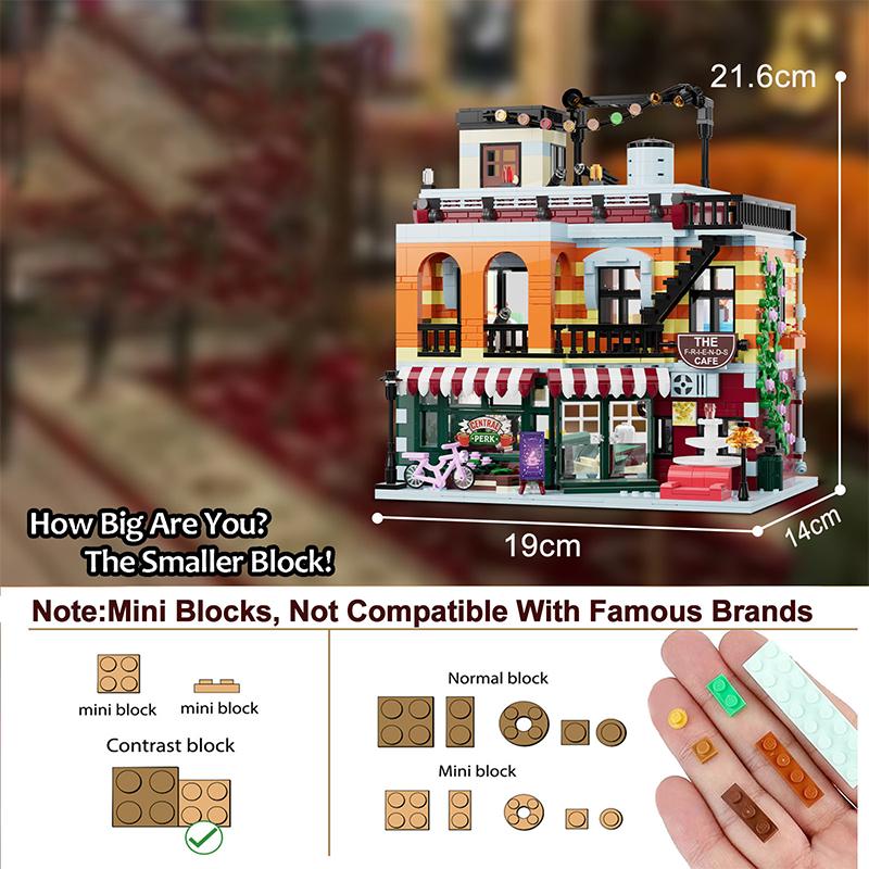 Creative Mini City MOC Central Perk Big Bang Theory Modular Buildings Blocks Friends House Assembly Decor Toys For Adults Gifts