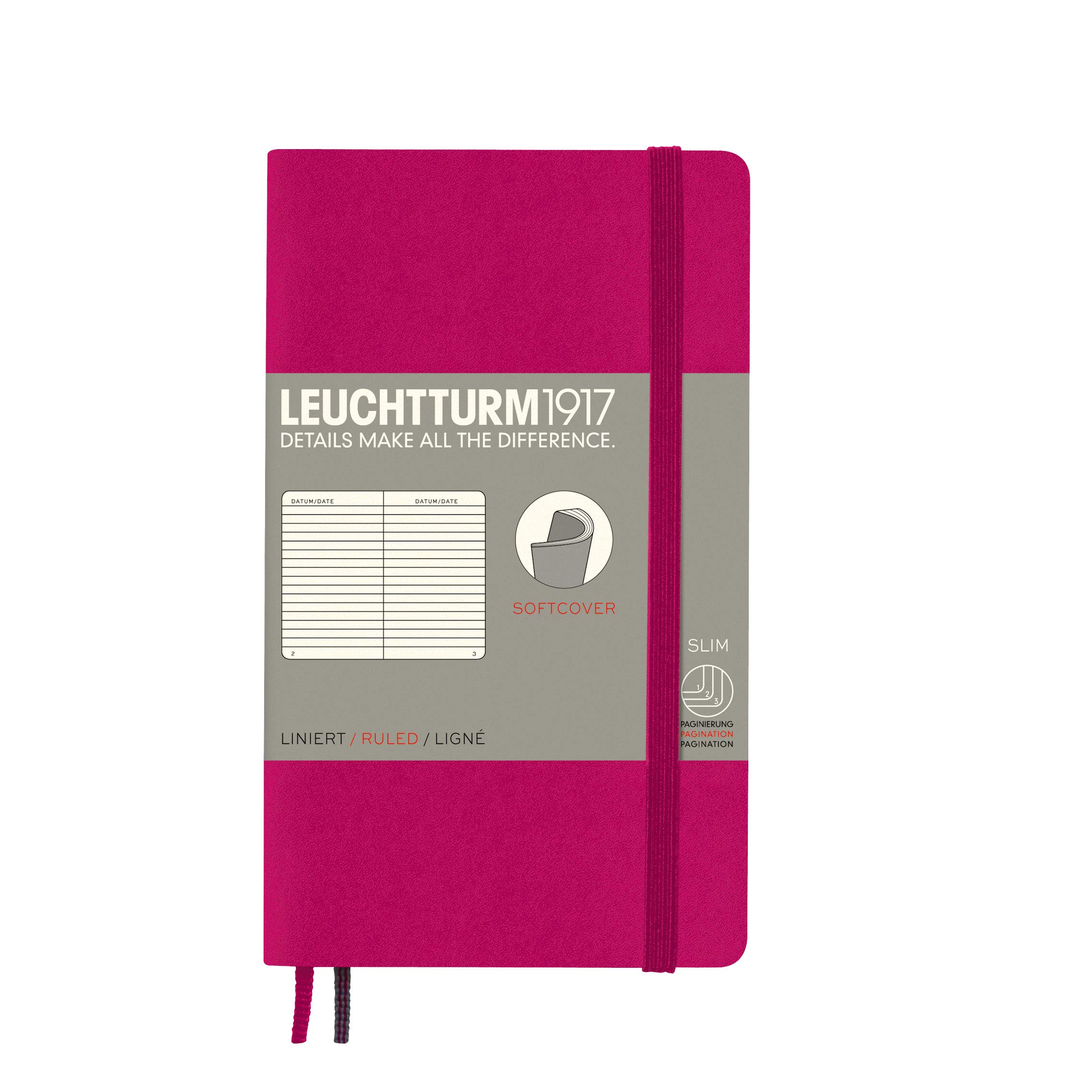 

Leuchtturm Horizontal Soft Officially Imported Notebook, A6, Ruled, Cover, Berry, 355285,