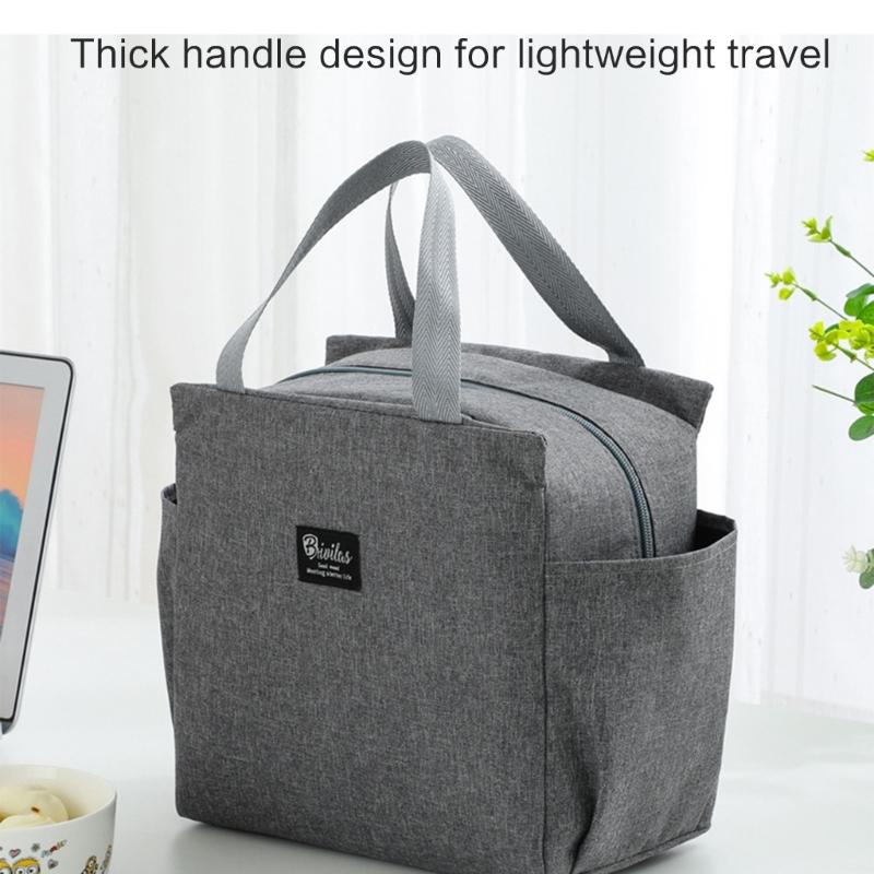Multifunctional Mother Meal Prep Bag Spacious Baby Food Storage Purse Zippered Insulated Lunch Box with Side Pockets