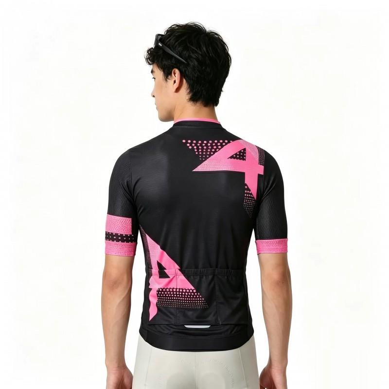 Mens Cycling Jersey Short Sleeve Breathable Mesh Performance Top With Geometric Dot A Letter Design