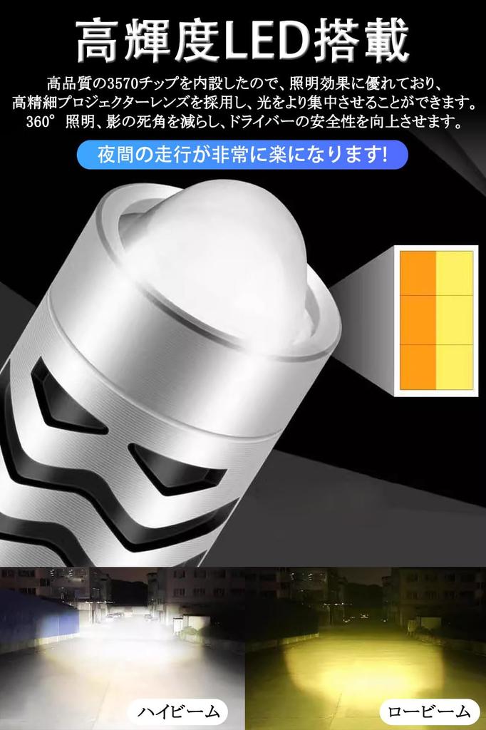P15D 25-1 Motorcycle LED Headlight, White, Yellow, 2 Color Switching, Hi/Lo Switching, Ultra Diffused