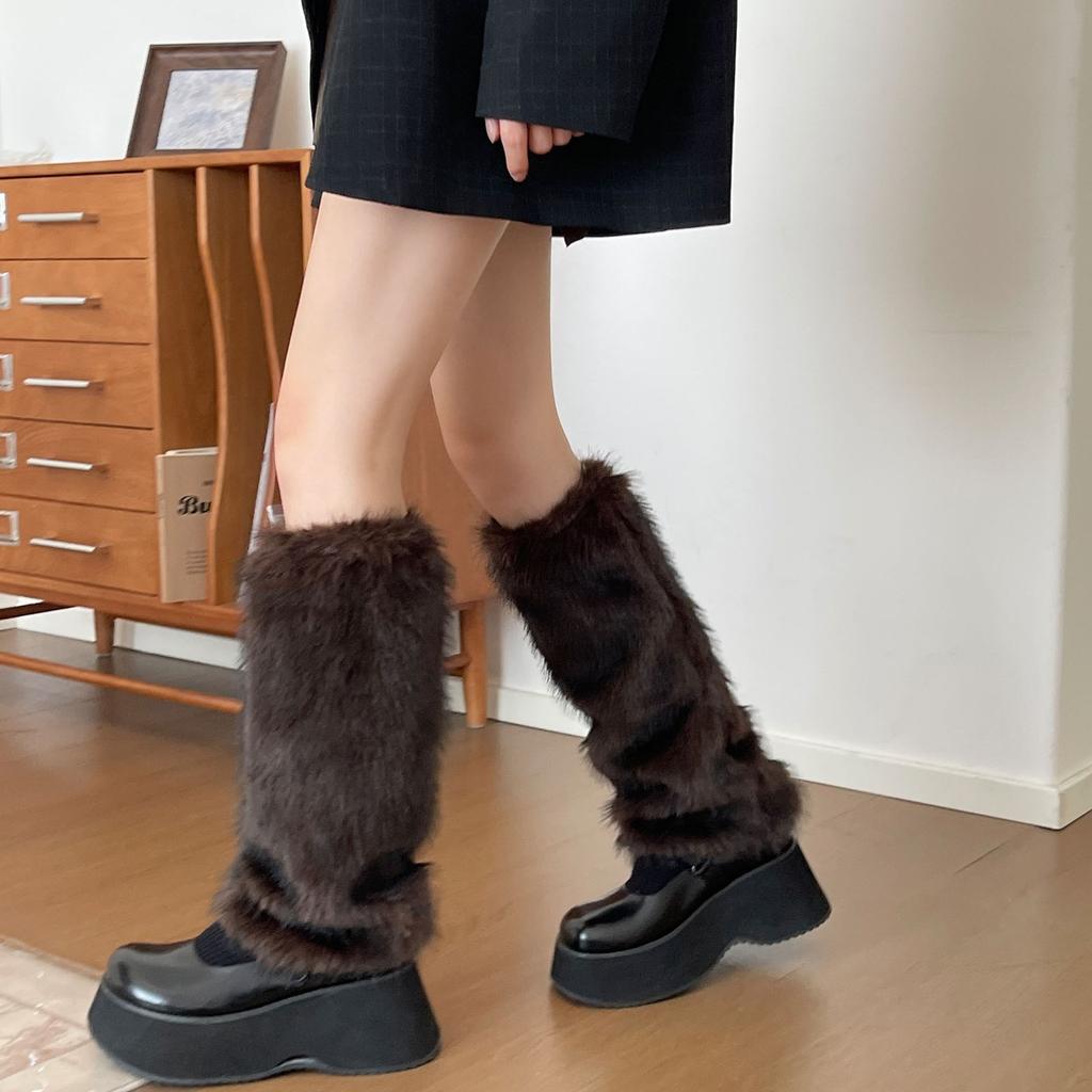 Multi Purpose Plush Leg Protectors Elastic Edge Design Socks Cover Winter Warm Legwear For Women Indoor Outdoor