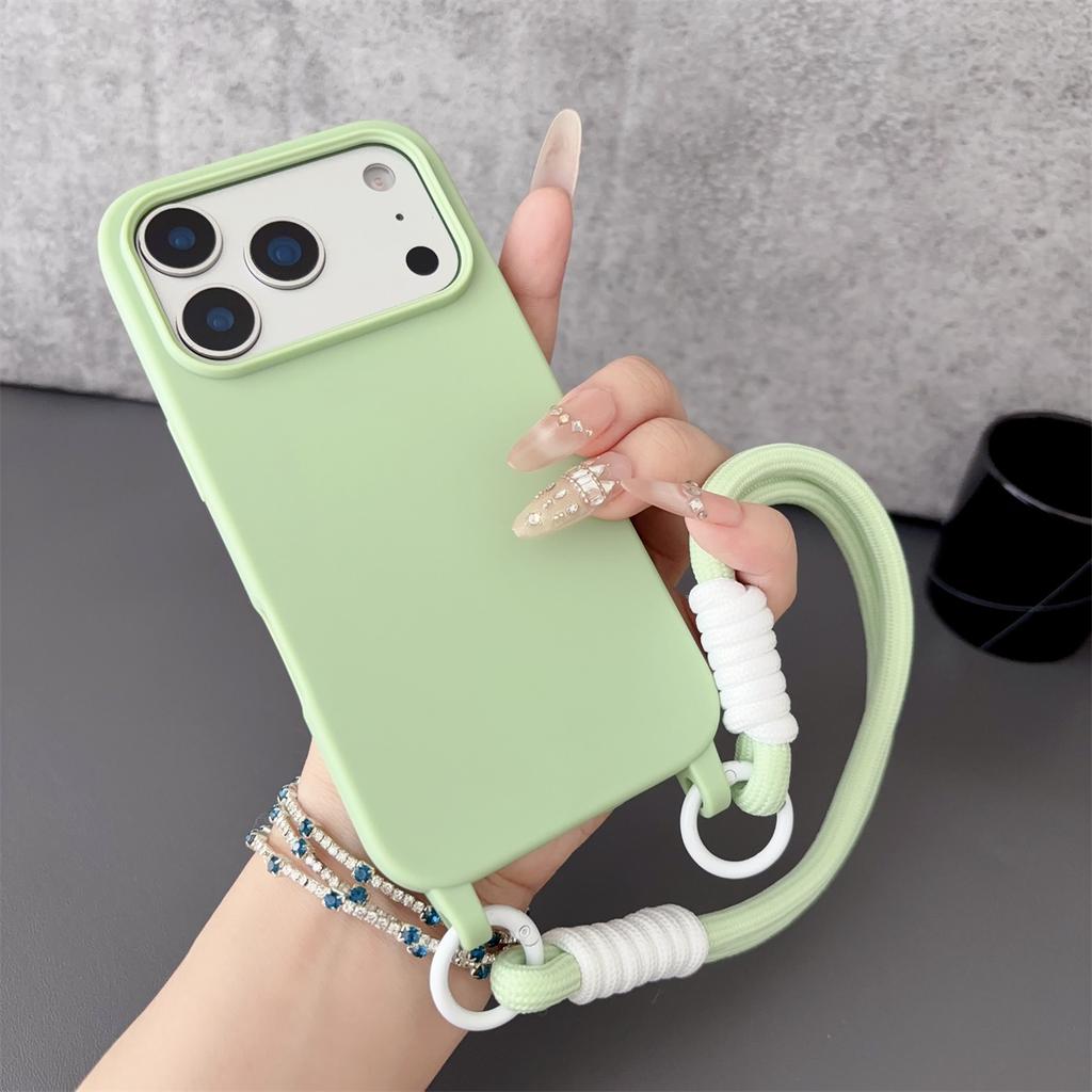 Wrist Strap Matte Silicone Soft Protective Phone Case for IPhone Air 17 Pro Max 16 15 Plus 14 13 12 11 Pro Shockproof Cover