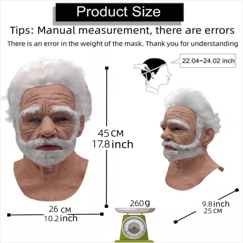Halloween Old Man Mask Realistic Vicissitudes Simulation Full Face Mask Role Play School Party Gathering Game Head Cover