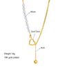 Ladies Titanium Steel Pearls Hollow Heart Pendant Necklace Jewelry