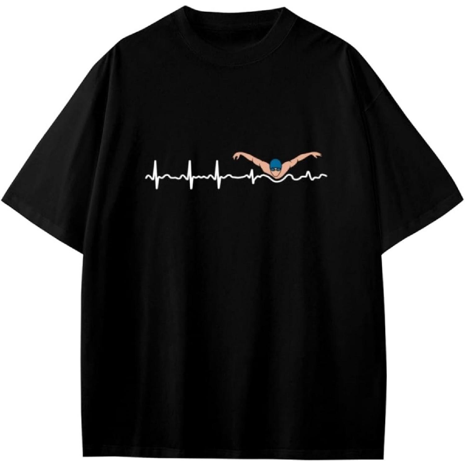 Сердцебиение Пловца Забавный Подарок для Любителя Плавания Аниме Подарок Девочкам Мальчикам Подросткам Футболка XXXXXL разноцветный