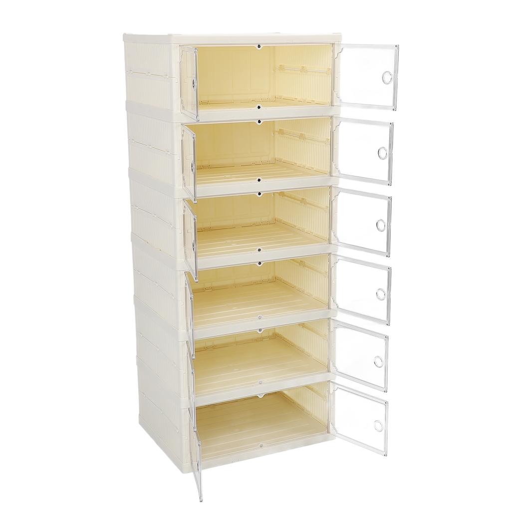 Foldable Shoe Box Double Row Dustproof Thickened Stackable Shoe Container with Transparent Magnetic Lid for Clothes Toys
