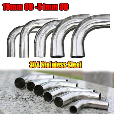 Tubo de escape de acero inoxidable 304 para automóvil, silenciador soldado, codo de 90 grados, soldadura a tope sanitaria, 19 mm, 25 mm, 32 mm, 38 mm, 51 mm de diámetro exterior