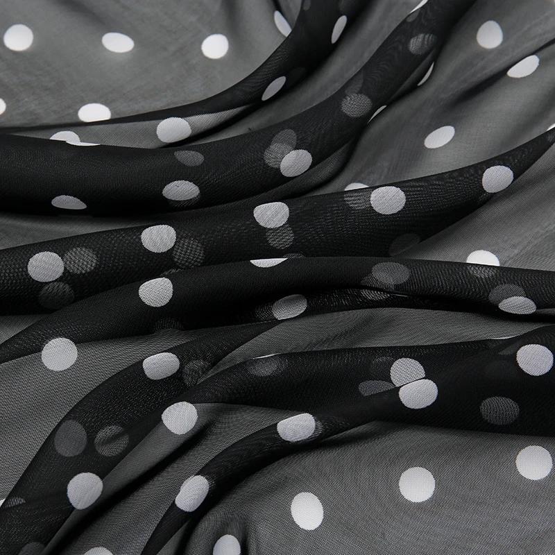 Retro Polka Dot Montage Chiffon Square Scarf Women Soft Hairband Neckerchief Hijab Lady Headband Foulard Bag Ribbons Kerchief