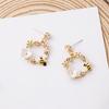 Women's Elegant Bee Flower Circle Painting Oil Rhinestone Animal Stud Earrings New Trend Girls Party Wedding Jewelry Brincos