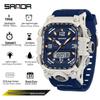 Sanda Men's Trendy Waterproof Multi-Functional Electronic Watches with Three-Time Zones for Casual Use