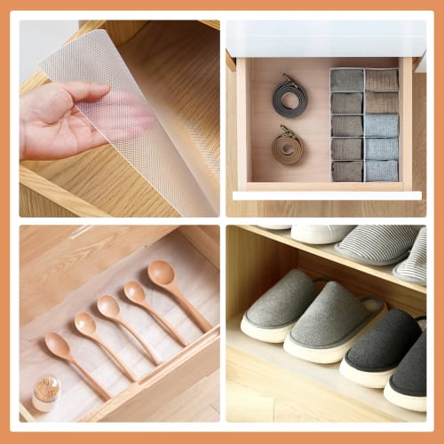 KR KITCHENRAKU Kitchen Shelf Liner, Kitchen Mat, Cutting Board Mat, Transparent Vinyl Sheet, Non-Slip, Cuttable Drawer Cover, Heat, Moisture, Oil, Ins