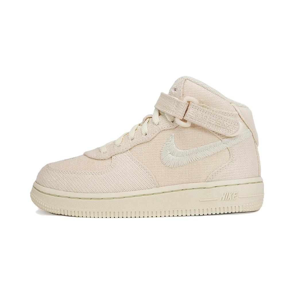Nike Stussy X Air Force 1 Mid PS Fossil Kids Sneakers Tan DN4157-200