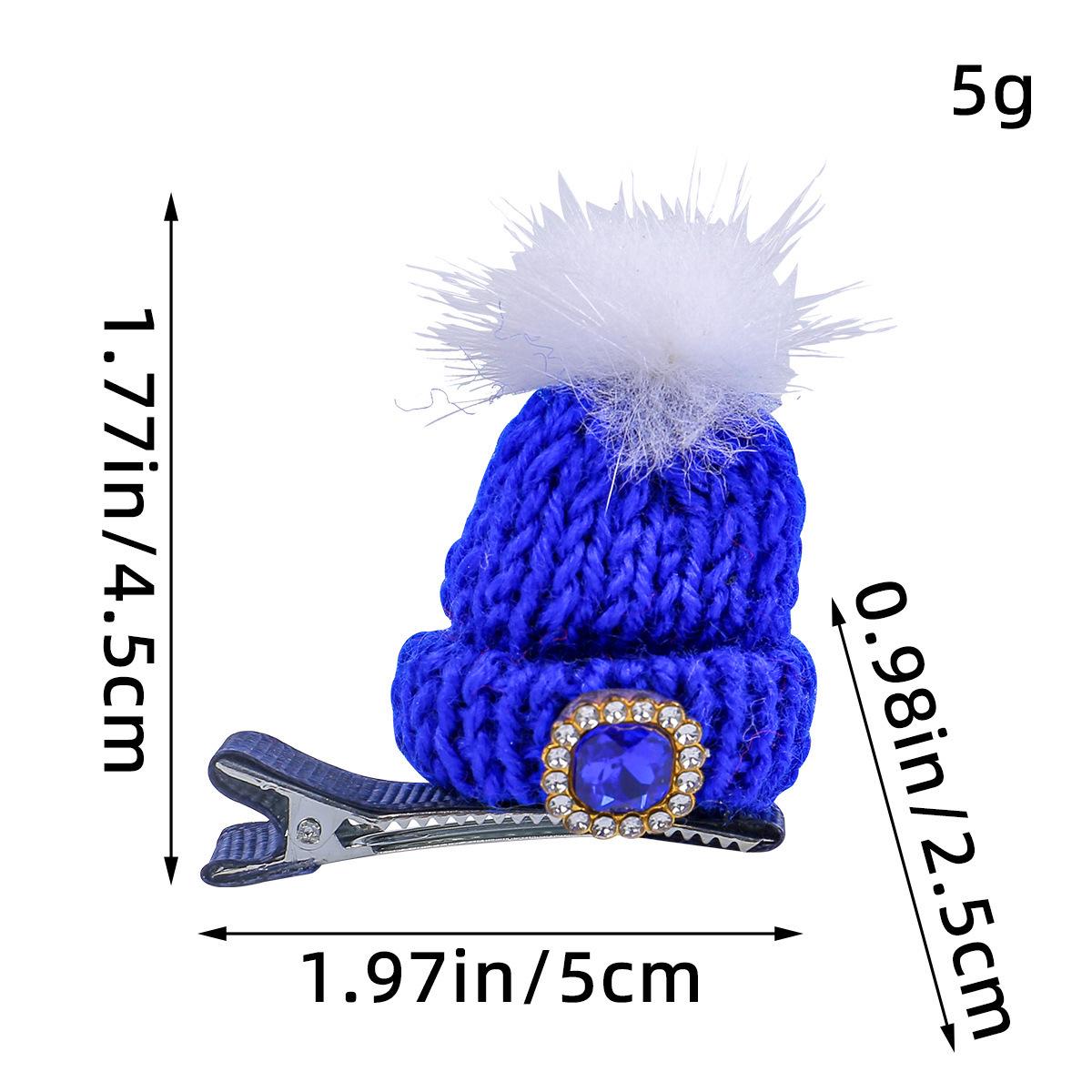 Children s Christmas Pom-pom Knit Hat Hair Clip for Holiday Dress-up