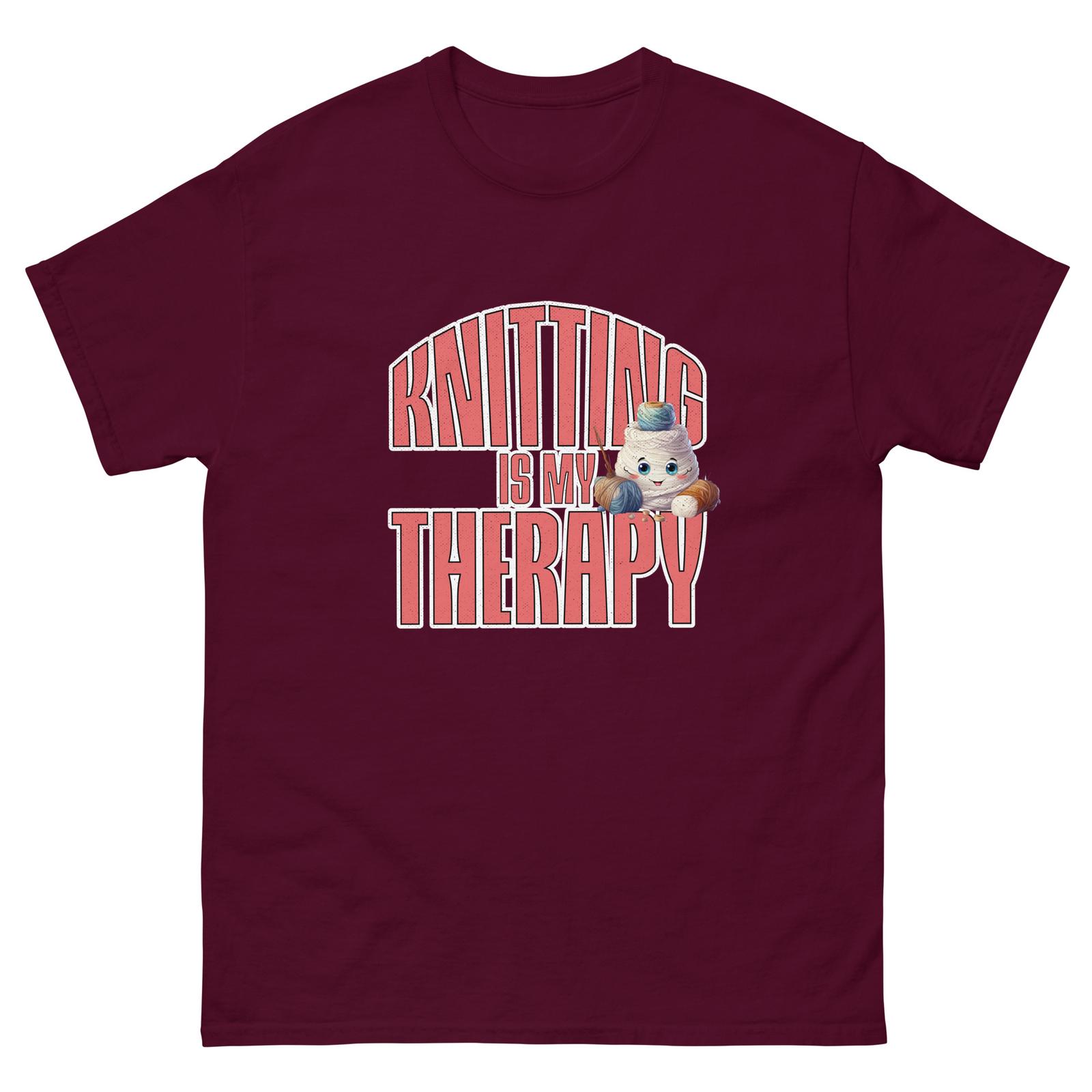 Knitting is my Therapy Worries Away T-Shirt Mens Womens Tees Top 2XL