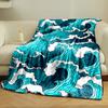 Stylized Multicolored Waves with Bold Outlines and Curved Foam Crests. for All Seasons Blanket Lunch Break Throw Gift
