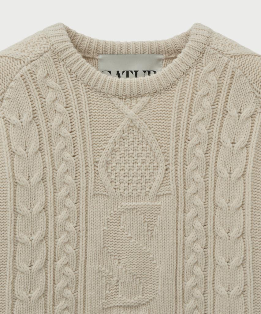 Seteo Big Cable Fisherman Pullover Knit Cream