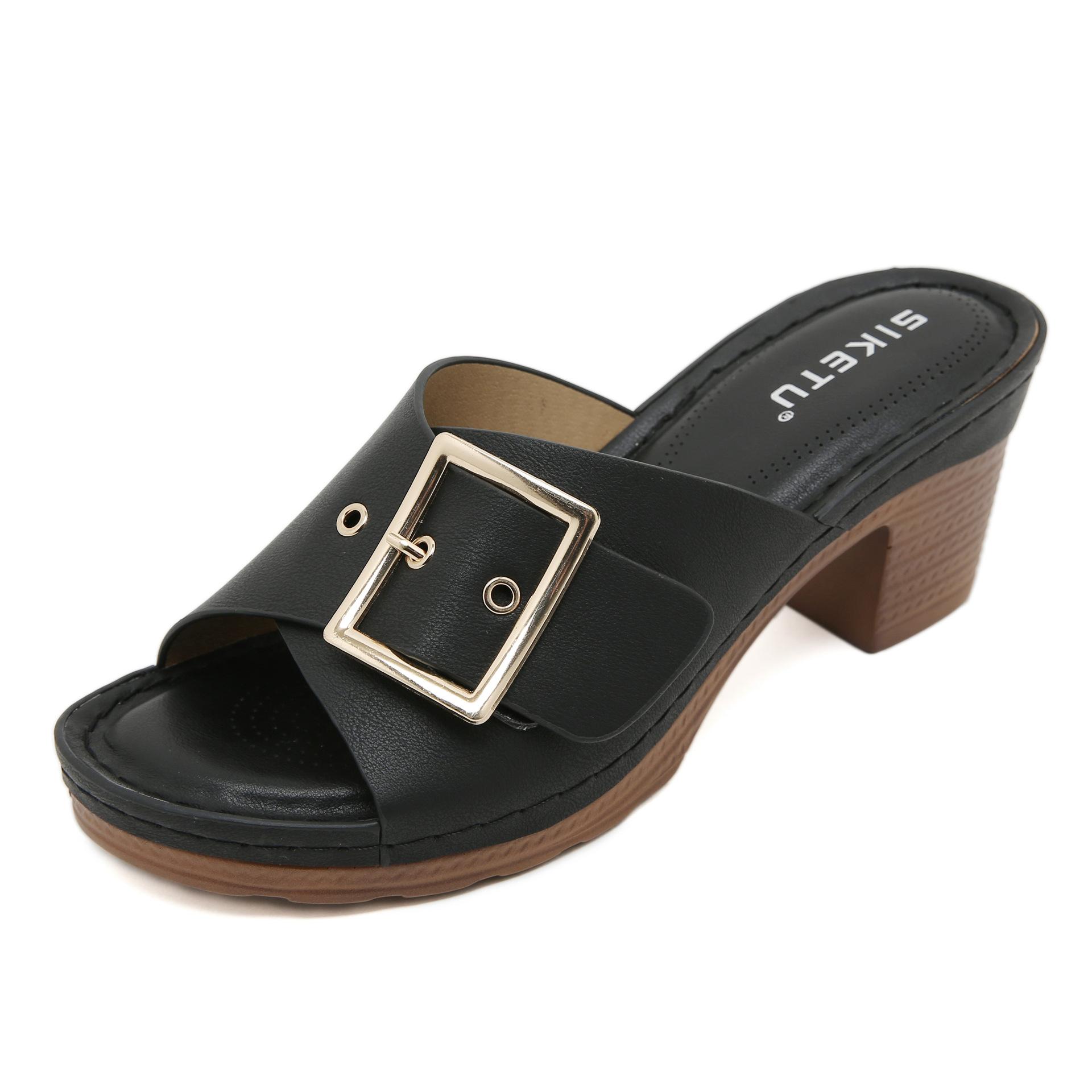 

мягкие кожаные пляжные туфли с открытым носком в форме рыбьего рта летом 42 чёрный