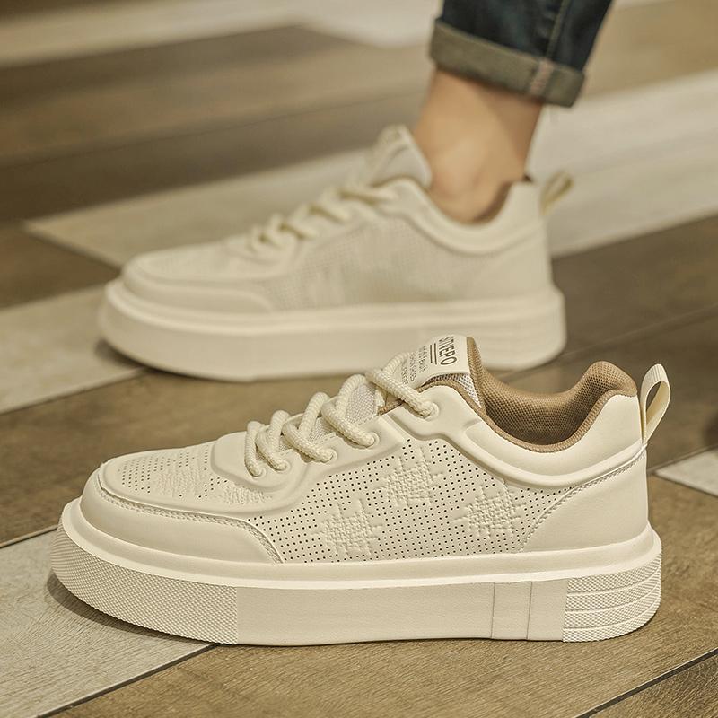 Men's Versatile Lightweight White Casual Sneakers - Spring 2025 Fashion Collection