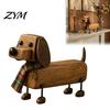 Miniature Hundepynt Ternet Tørklæde Gravhund Figur, Retro Hundestatue med Pote Harpiks Ornament Print Charme, Håndlavet Mini Skrivebord