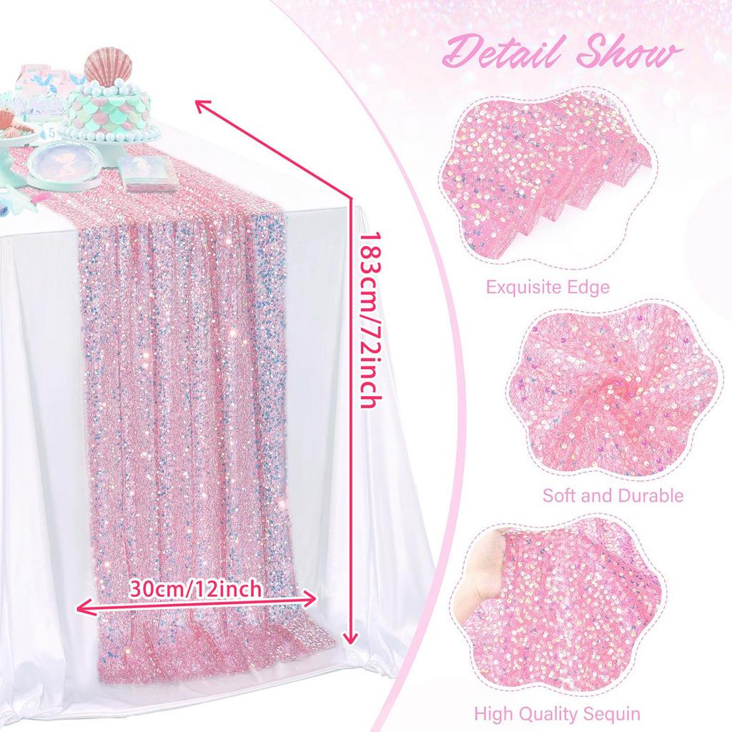 Třpytivý flitrový běhoun na stůl s motivem mořské panny: Ideální pro svatby, večírky a sváteční výzdobu