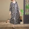 Robe Longue Imprimée en Coton Grande Taille à Manches Longues et Col Rond - En Stock