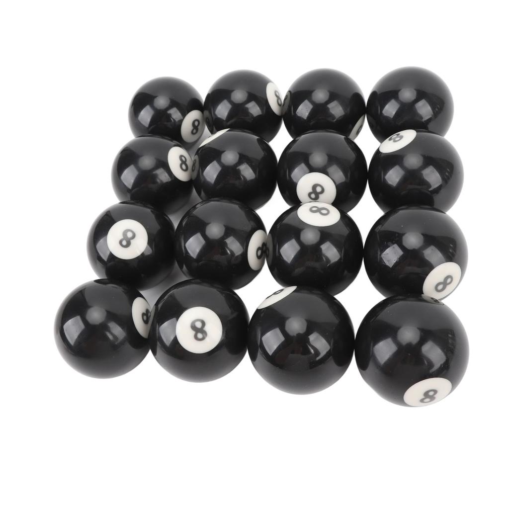 16 Stück Pool Eight Ball 2,3 Zoll Durchmesser Schwarz Harz Billard 8 Ball Ersatz für Billardzimmer Spiel