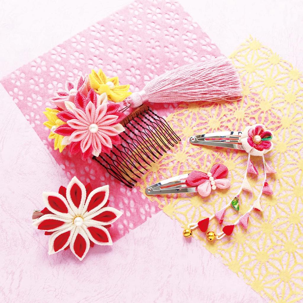 Nippon Chuko Tsumami Zaiku Flower Craft Colored Japanese Tsumami Zaiku Kit Kit, "Elegant Comb" S50-5, Crafts,