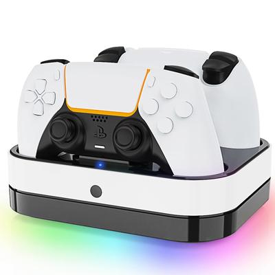 PS5 Controller Ladung Kompatibel mit PlayStation 5 PS5 Lädt Zwei PS5 Peripheriegeräte Schnell RGB Farbe Einfaches Aufladen Einfach durch Auflegen Überladekabel