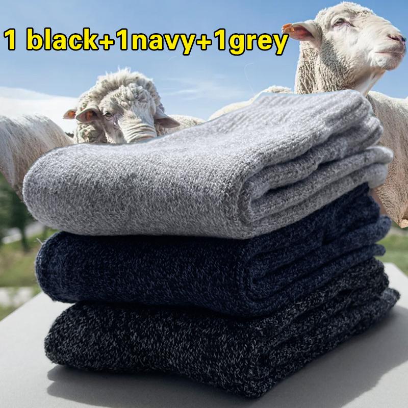 3 Pairs Winter Warm Thick Towel Bottom Man Socks Wool Male Socks Slipper Socks Merino Wool Socks Against Cold Snow Socks