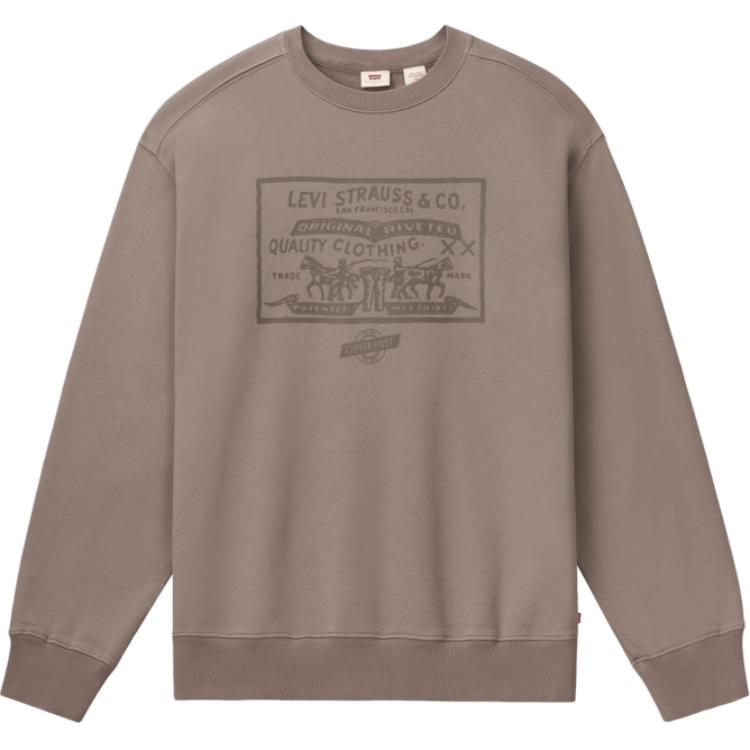 Levis Loose Fit Round Neck Printed Casual Long Sleeve Sweatshirt Men sweatshirt Khaki 0019A-0000