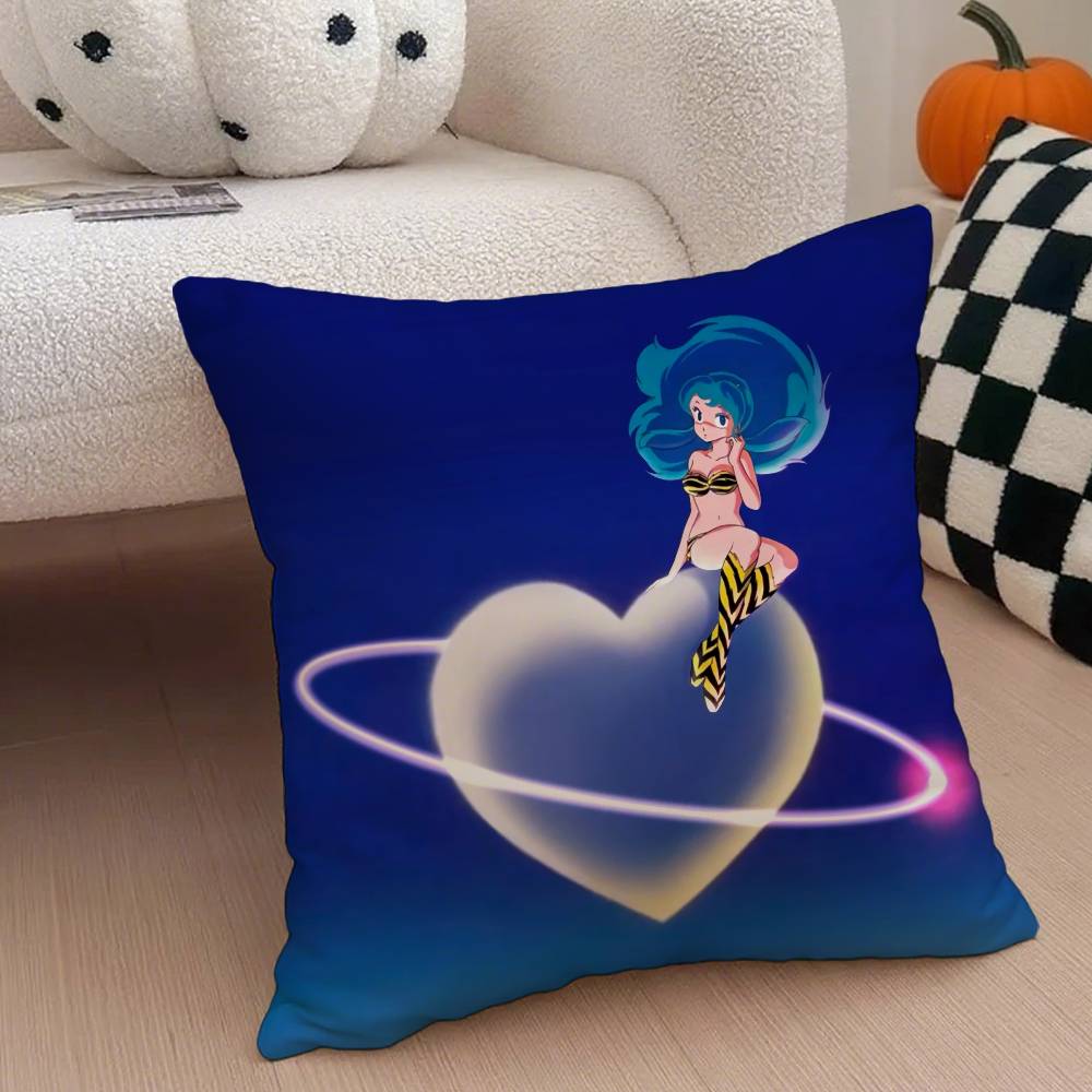 Urusei Yatsura Anime Game Pillow Case Anti-Dustmite Pillowcase Invisible Zipper Silky Short Plush Sofa Cushion Cover