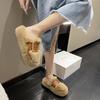 Fashion high-end fluffy slippers women's 2025 autumn and winter new outer wear platform muffin half slippers head cotton shoes women