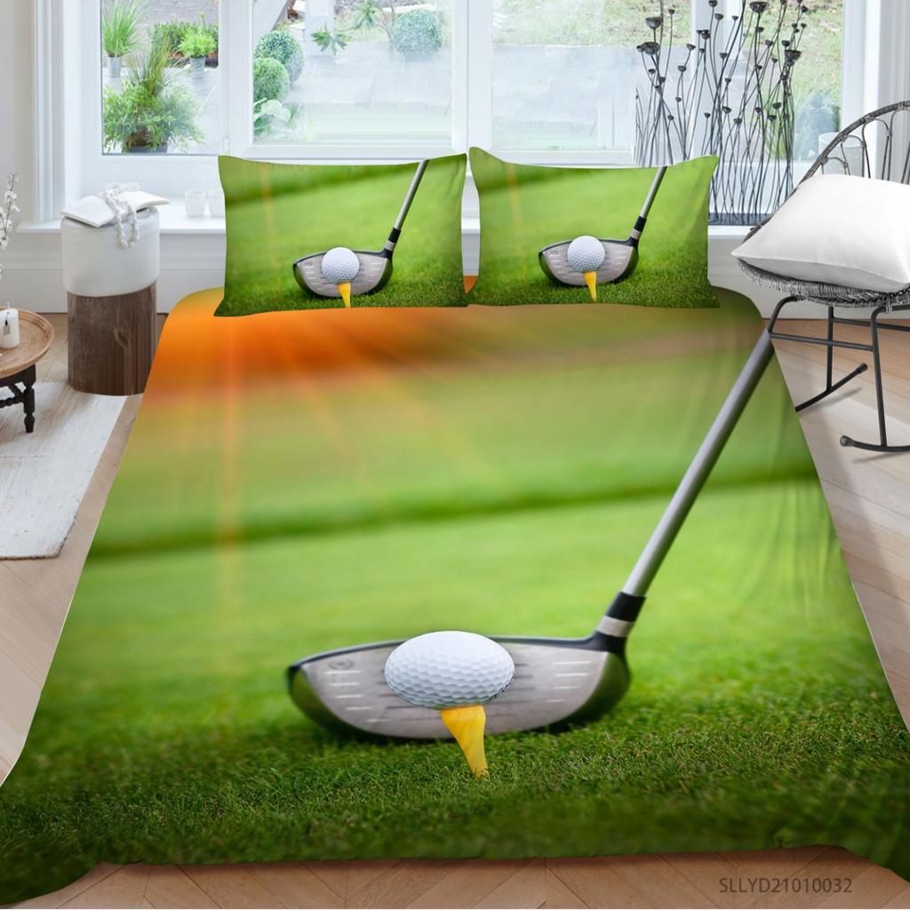 Shopify Polyester Bedding Three-Piece Golf Series Digital Printing