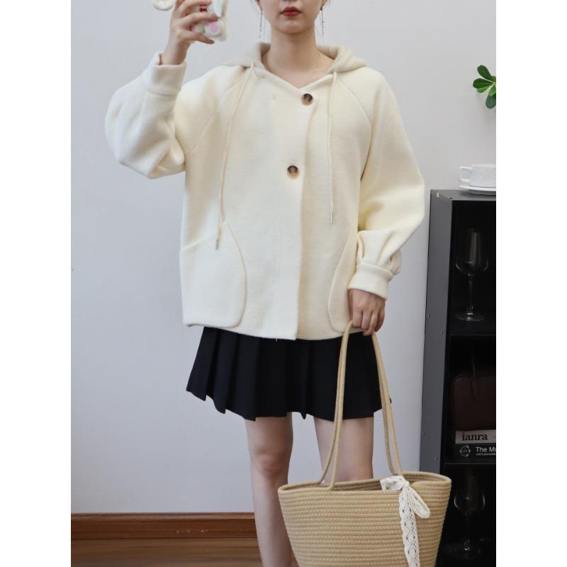 

Осень и зима новый съемный дизайн шляпы вязаный двусторонний кардиган свободный повседневный свитер куртка женская One size