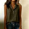 Women’s Sleeveless Collared Shirt Casual Relaxed Fit Solid Button Front Blouse Lightweight Summer T Shirt Top for Daily Office Wear