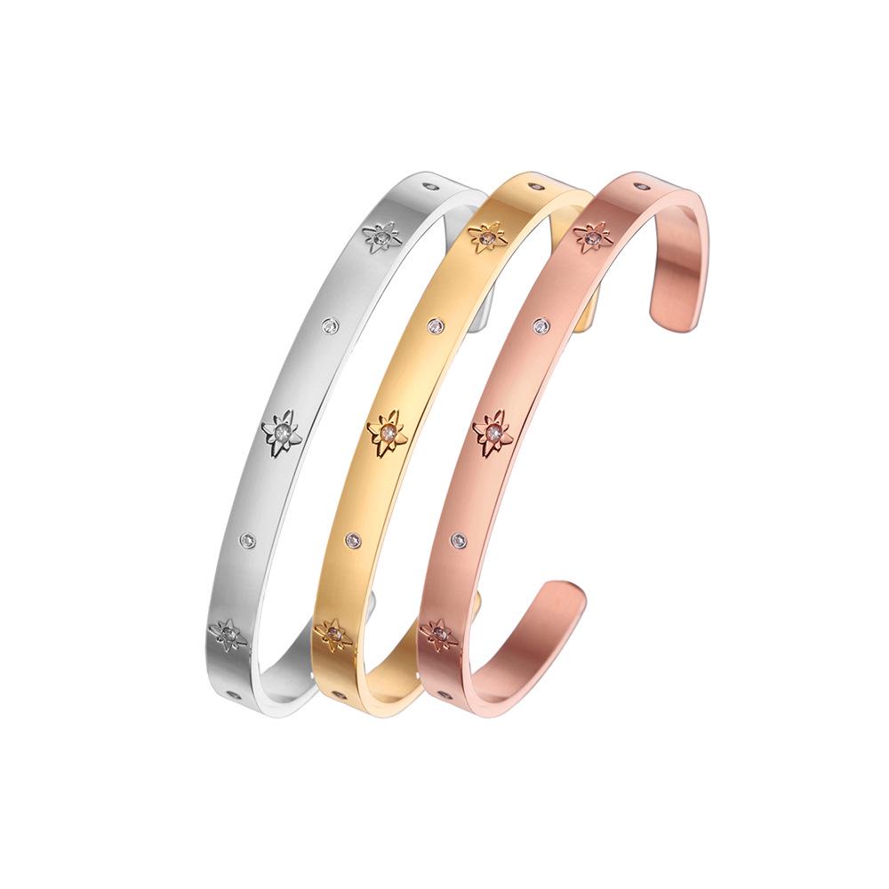European High-End Retro Titanium Steel Starry Zirconia Bracelet for Women